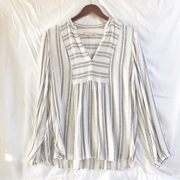 LOFT | MEDIUM MULTI-COLORED STRIPED BLOUSE - Picture 2 of 7